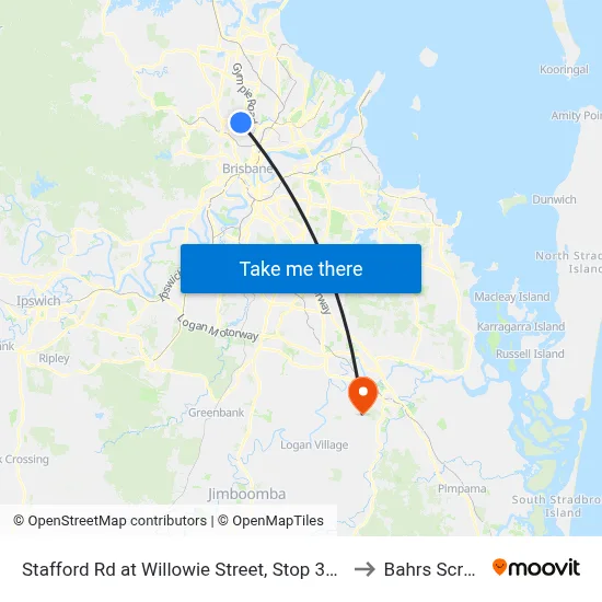 Stafford Rd at Willowie Street, Stop 30a to Bahrs Scrub map