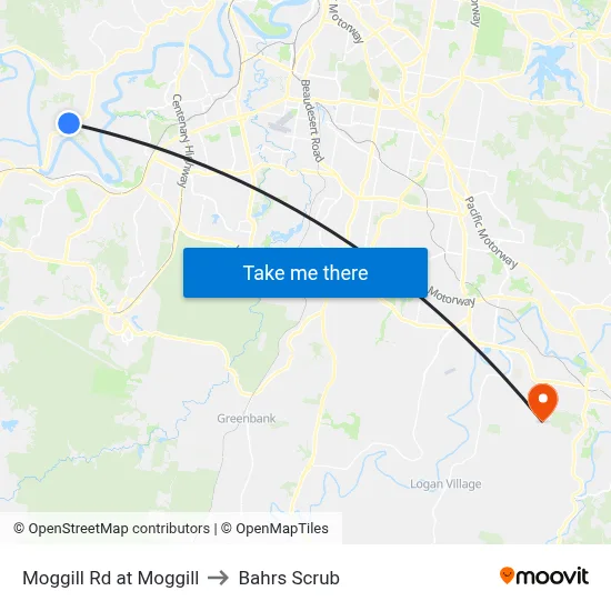 Moggill Rd at Moggill to Bahrs Scrub map
