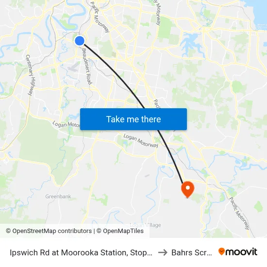 Ipswich Rd at Moorooka Station, Stop 39 to Bahrs Scrub map