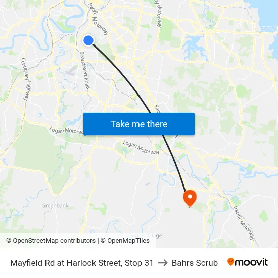 Mayfield Rd at Harlock Street, Stop 31 to Bahrs Scrub map
