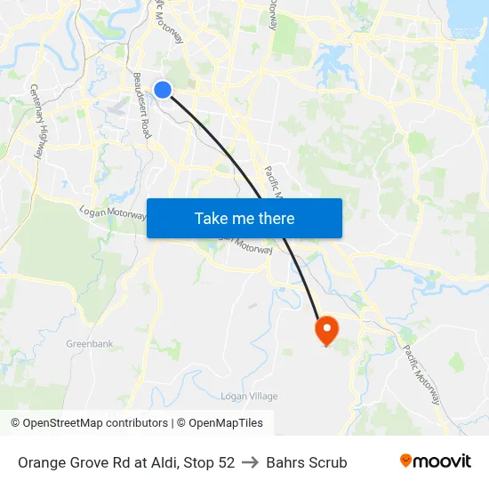 Orange Grove Rd at Aldi, Stop 52 to Bahrs Scrub map
