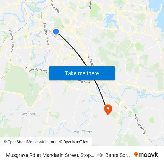 Musgrave Rd at Mandarin Street, Stop 54 to Bahrs Scrub map
