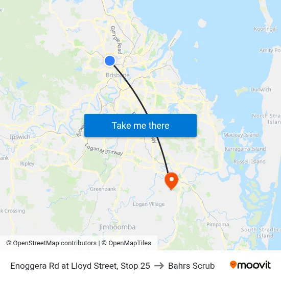 Enoggera Rd at Lloyd Street, Stop 25 to Bahrs Scrub map