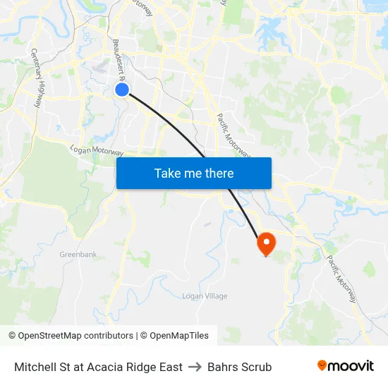 Mitchell St at Acacia Ridge East to Bahrs Scrub map