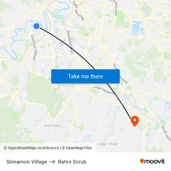 Sinnamon Village to Bahrs Scrub map