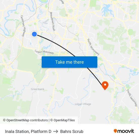 Inala Station, Platform D to Bahrs Scrub map