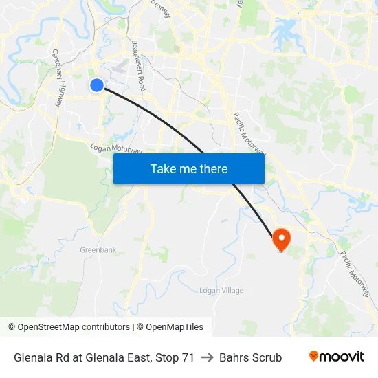Glenala Rd at Glenala East, Stop 71 to Bahrs Scrub map