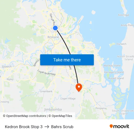 Kedron Brook Stop 3 to Bahrs Scrub map