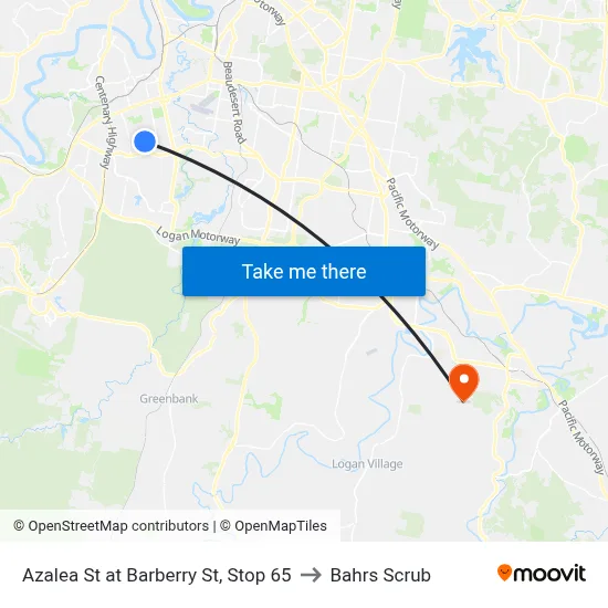 Azalea St at Barberry St, Stop 65 to Bahrs Scrub map