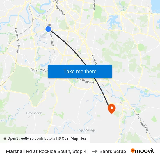 Marshall Rd at Rocklea South, Stop 41 to Bahrs Scrub map