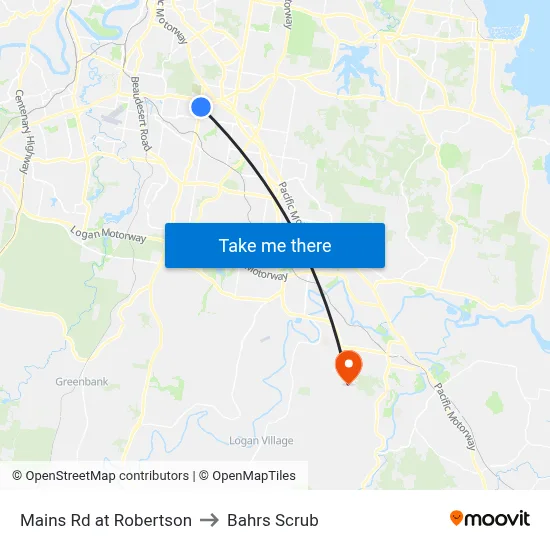 Mains Rd at Robertson to Bahrs Scrub map