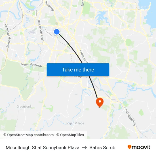 Mccullough St at Sunnybank Plaza to Bahrs Scrub map