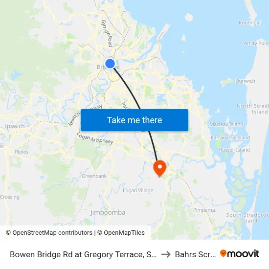 Bowen Bridge Rd at Gregory Terrace, Stop 7 to Bahrs Scrub map