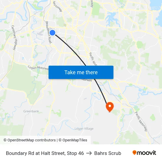 Boundary Rd at Halt Street, Stop 46 to Bahrs Scrub map