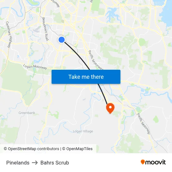Pinelands to Bahrs Scrub map