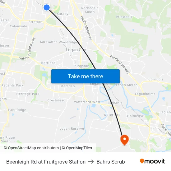 Beenleigh Rd at Fruitgrove Station to Bahrs Scrub map