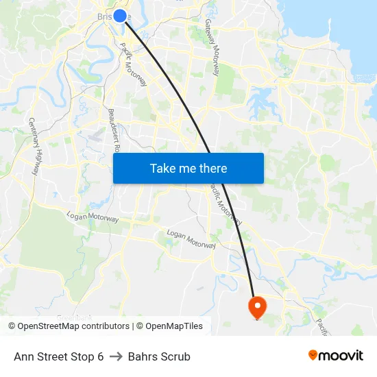 Ann Street Stop 6 to Bahrs Scrub map