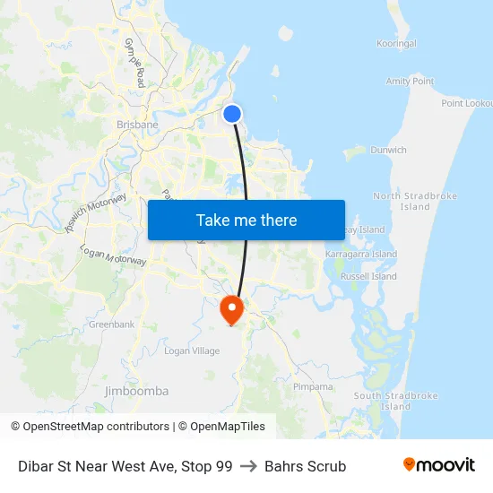 Dibar St Near West Ave, Stop 99 to Bahrs Scrub map