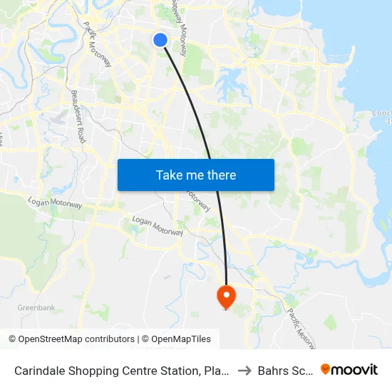 Carindale Shopping Centre Station, Platform H to Bahrs Scrub map