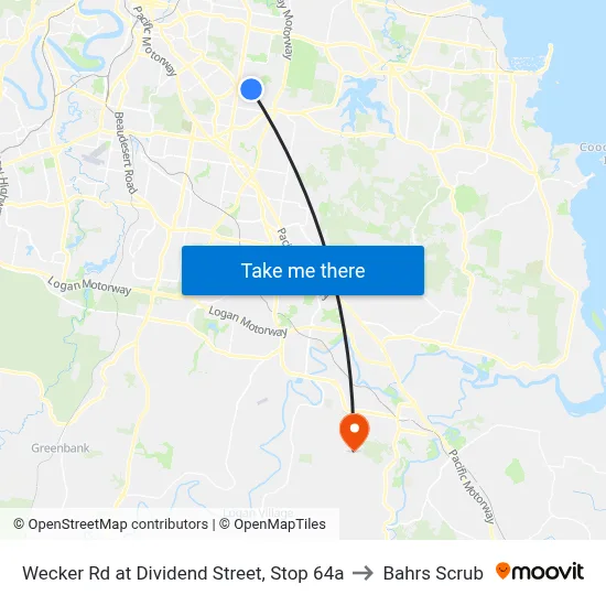 Wecker Rd at Dividend Street, Stop 64a to Bahrs Scrub map