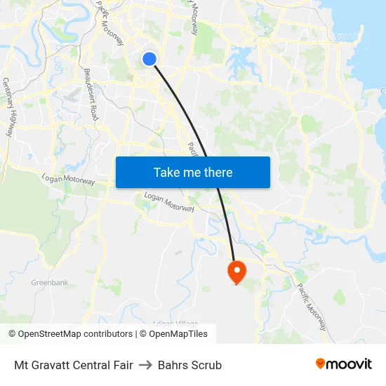 Mt Gravatt Central Fair to Bahrs Scrub map
