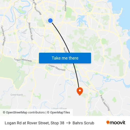 Logan Rd at Rover Street, Stop 38 to Bahrs Scrub map