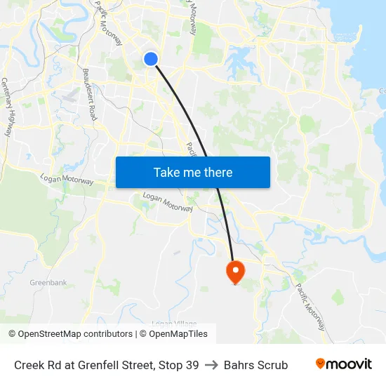 Creek Rd at Grenfell Street, Stop 39 to Bahrs Scrub map