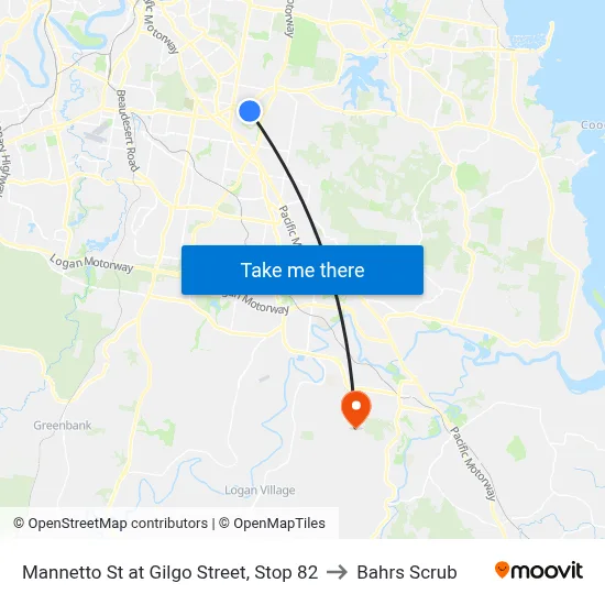 Mannetto St at Gilgo Street, Stop 82 to Bahrs Scrub map
