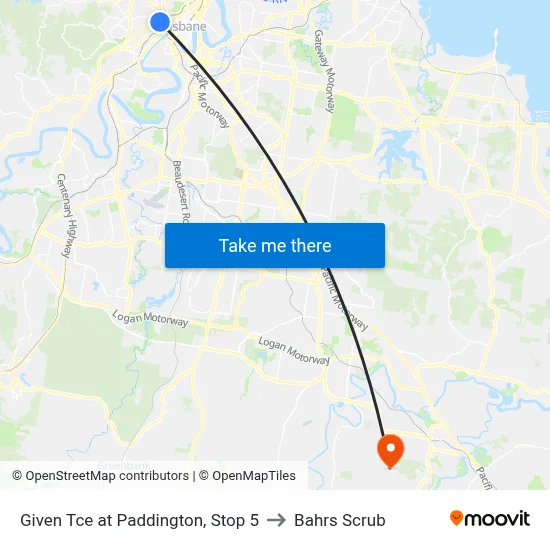 Given Tce at Paddington, Stop 5 to Bahrs Scrub map