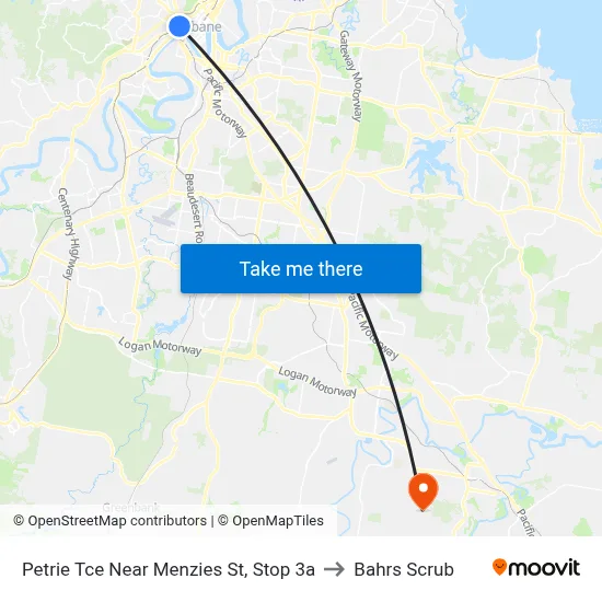 Petrie Tce Near Menzies St, Stop 3a to Bahrs Scrub map