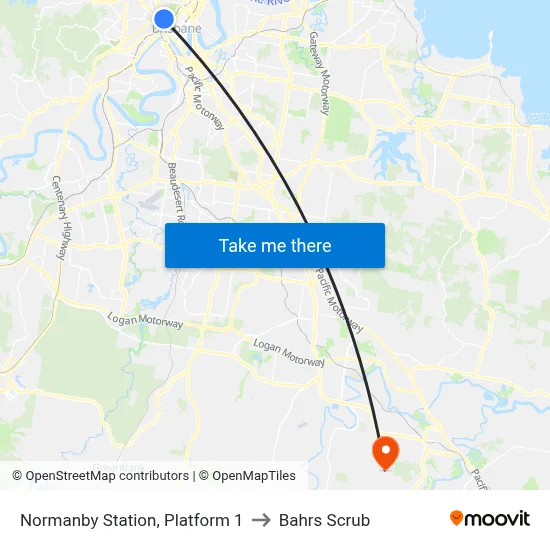 Normanby Station, Platform 1 to Bahrs Scrub map