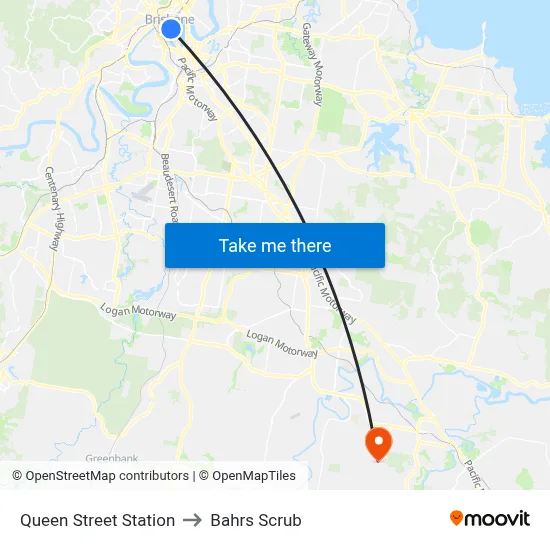 Queen Street Station to Bahrs Scrub map