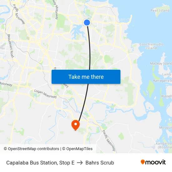 Capalaba Bus Station, Stop E to Bahrs Scrub map