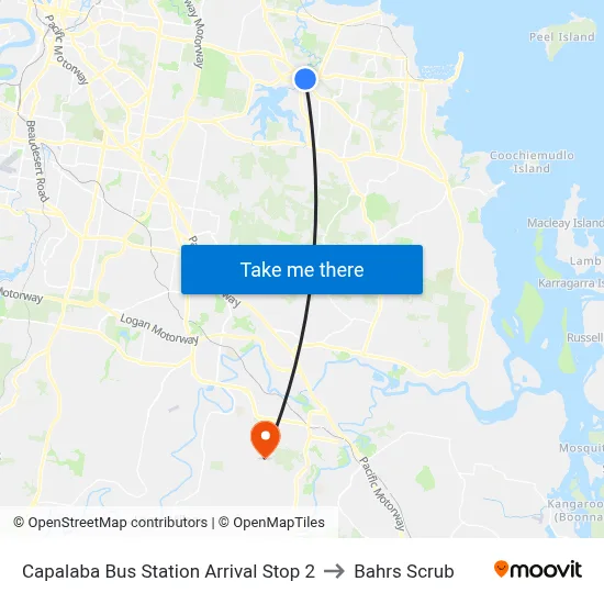 Capalaba Bus Station Arrival Stop 2 to Bahrs Scrub map