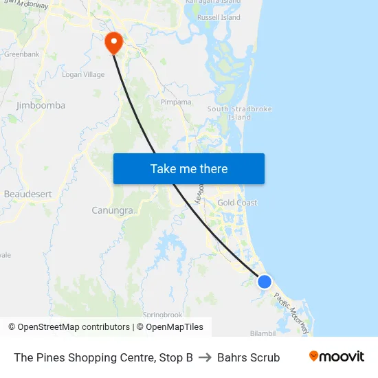 The Pines Shopping Centre, Stop B to Bahrs Scrub map