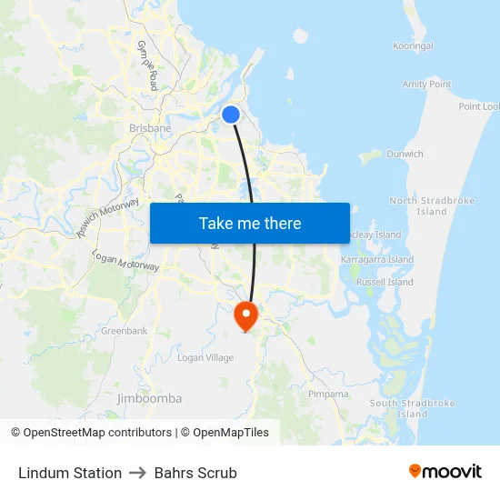 Lindum Station to Bahrs Scrub map