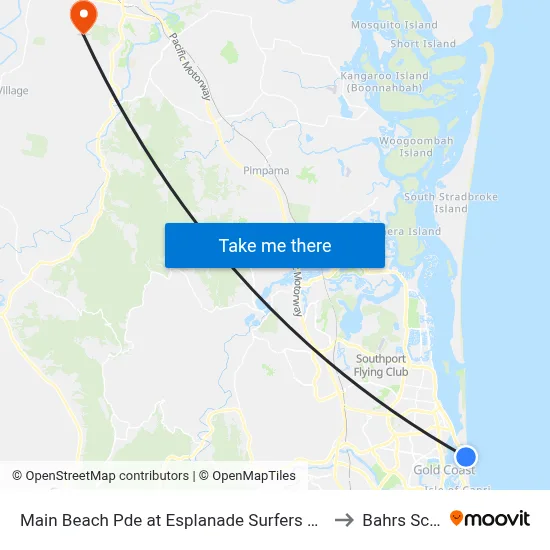 Main Beach Pde at Esplanade Surfers Paradise to Bahrs Scrub map