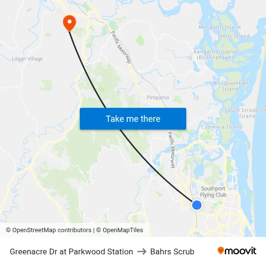 Greenacre Dr at Parkwood Station to Bahrs Scrub map