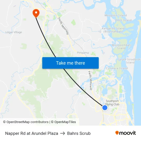 Napper Rd at Arundel Plaza to Bahrs Scrub map