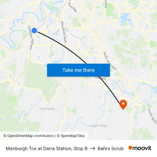 Manburgh Tce at Darra Station, Stop B to Bahrs Scrub map