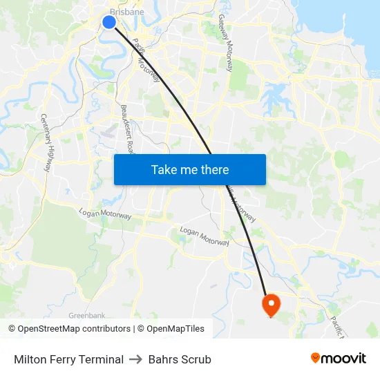 Milton Ferry Terminal to Bahrs Scrub map
