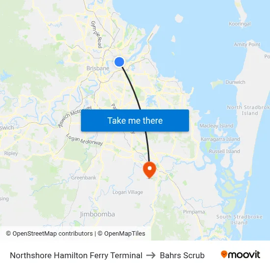 Northshore Hamilton Ferry Terminal to Bahrs Scrub map