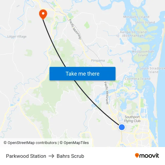 Parkwood Station to Bahrs Scrub map
