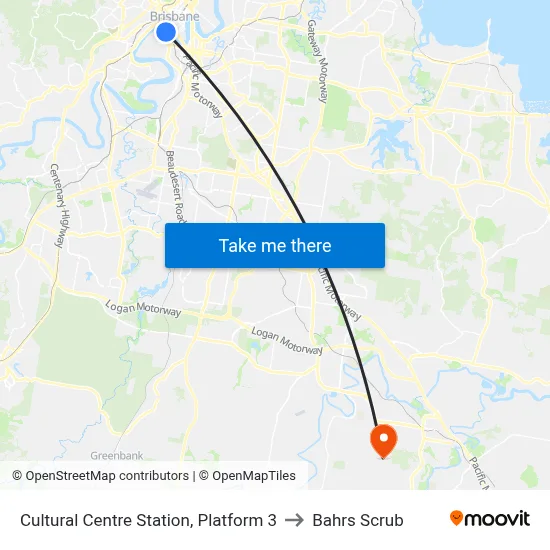 Cultural Centre Station, Platform 3 to Bahrs Scrub map