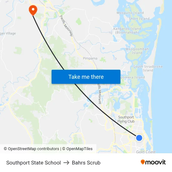 Southport State School to Bahrs Scrub map