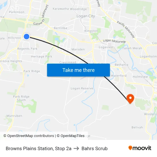Browns Plains Station, Stop 2a to Bahrs Scrub map
