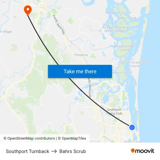 Southport Turnback to Bahrs Scrub map