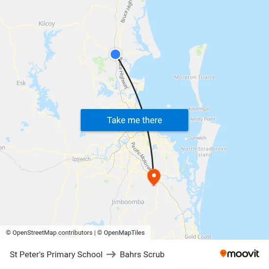 St Peter's Primary School to Bahrs Scrub map