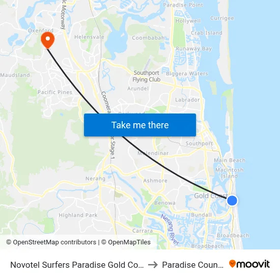 Novotel Surfers Paradise Gold Coast to Paradise Country map