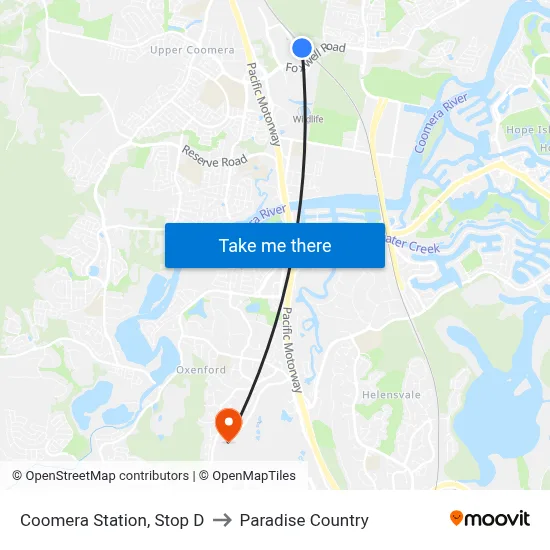 Coomera Station, Stop D to Paradise Country map